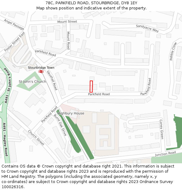 78C, PARKFIELD ROAD, STOURBRIDGE, DY8 1EY: Location map and indicative extent of plot