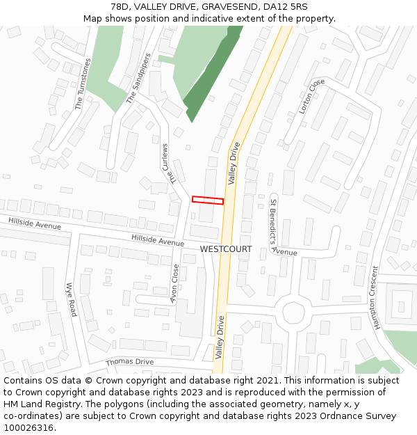 78D, VALLEY DRIVE, GRAVESEND, DA12 5RS: Location map and indicative extent of plot