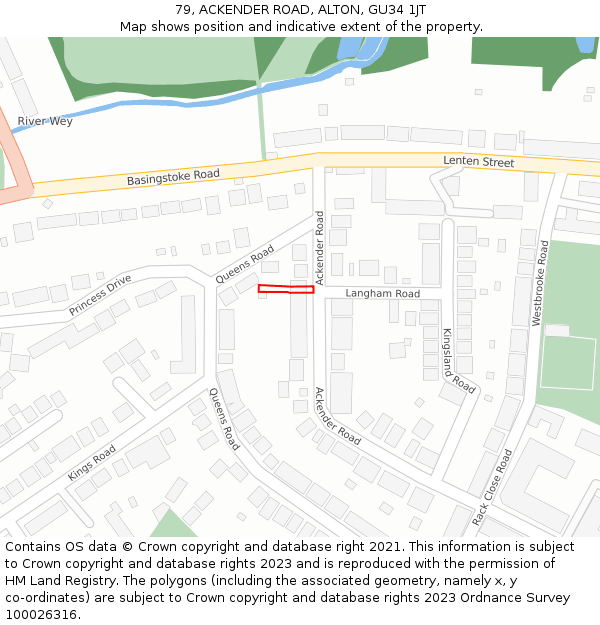 79, ACKENDER ROAD, ALTON, GU34 1JT: Location map and indicative extent of plot