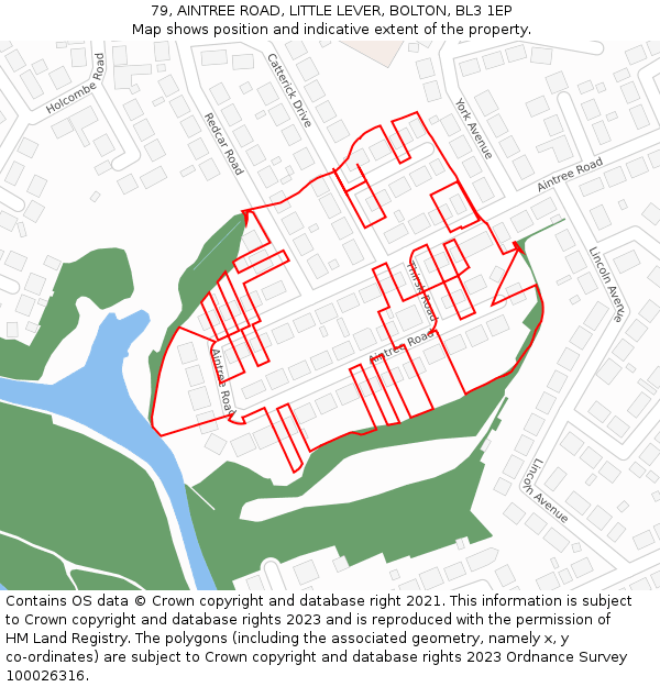 79, AINTREE ROAD, LITTLE LEVER, BOLTON, BL3 1EP: Location map and indicative extent of plot