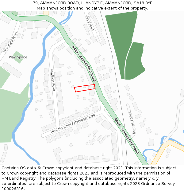 79, AMMANFORD ROAD, LLANDYBIE, AMMANFORD, SA18 3YF: Location map and indicative extent of plot