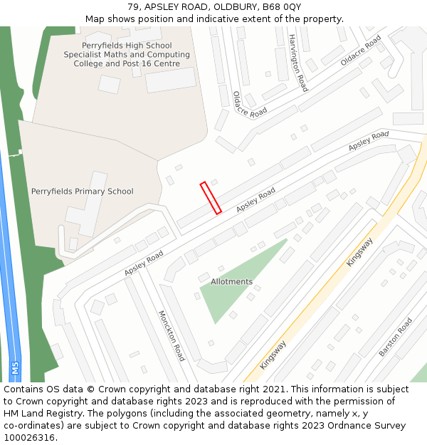 79, APSLEY ROAD, OLDBURY, B68 0QY: Location map and indicative extent of plot