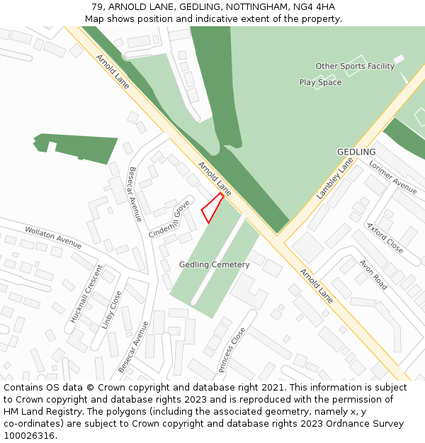 79, ARNOLD LANE, GEDLING, NOTTINGHAM, NG4 4HA: Location map and indicative extent of plot