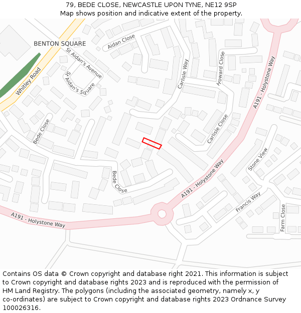 79, BEDE CLOSE, NEWCASTLE UPON TYNE, NE12 9SP: Location map and indicative extent of plot