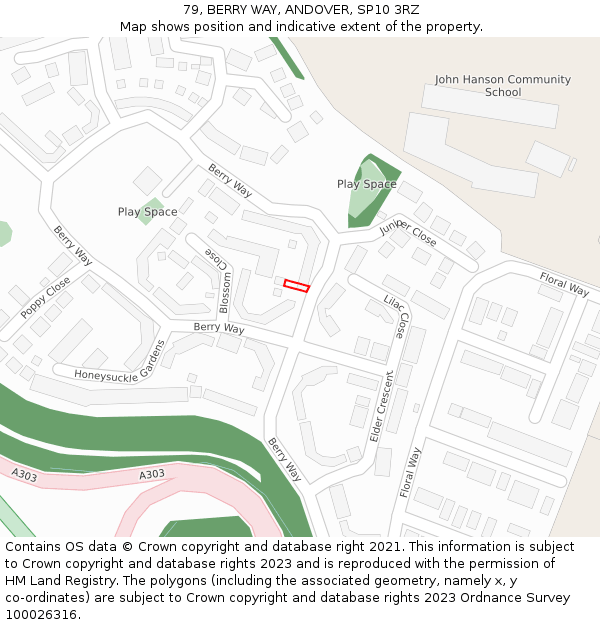 79, BERRY WAY, ANDOVER, SP10 3RZ: Location map and indicative extent of plot