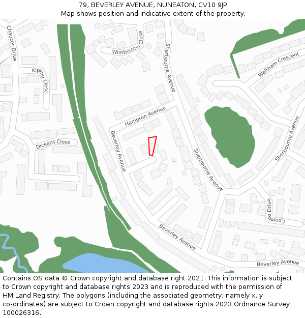 79, BEVERLEY AVENUE, NUNEATON, CV10 9JP: Location map and indicative extent of plot