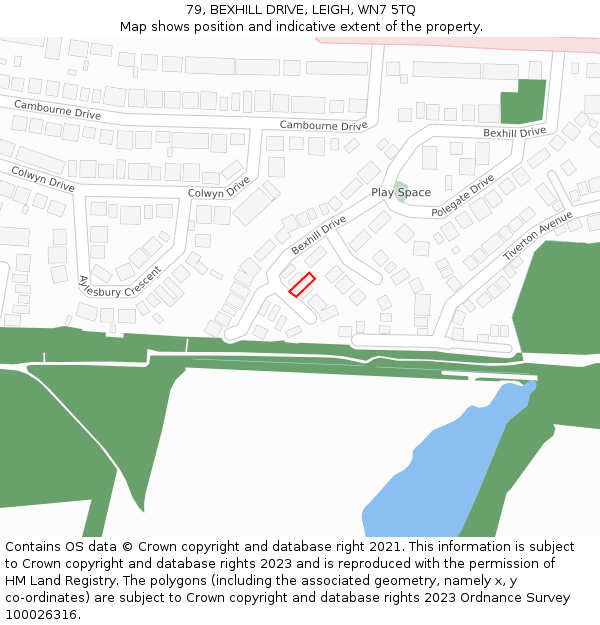 79, BEXHILL DRIVE, LEIGH, WN7 5TQ: Location map and indicative extent of plot