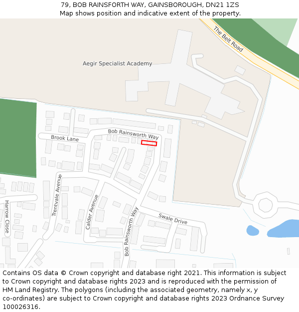 79, BOB RAINSFORTH WAY, GAINSBOROUGH, DN21 1ZS: Location map and indicative extent of plot
