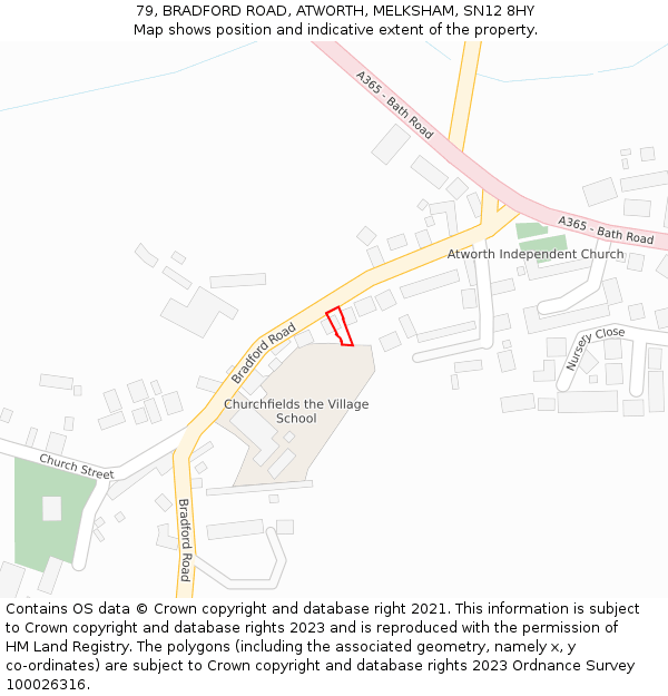 79, BRADFORD ROAD, ATWORTH, MELKSHAM, SN12 8HY: Location map and indicative extent of plot