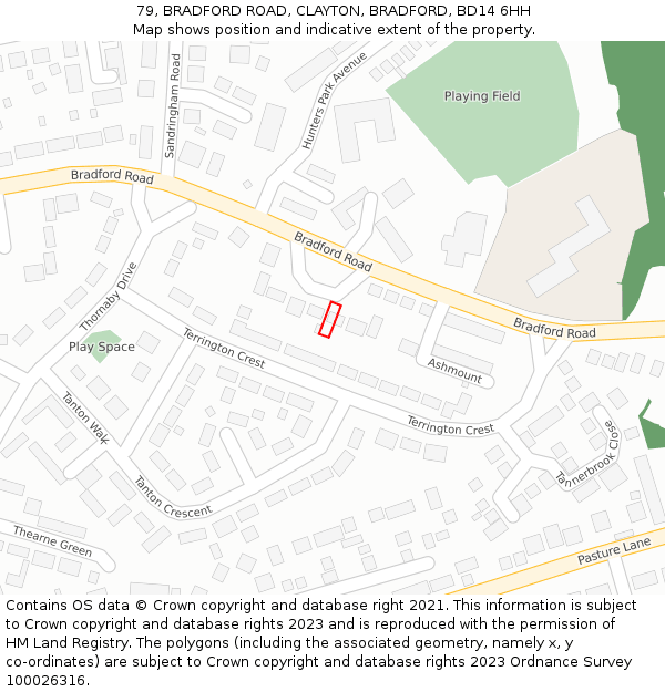 79, BRADFORD ROAD, CLAYTON, BRADFORD, BD14 6HH: Location map and indicative extent of plot