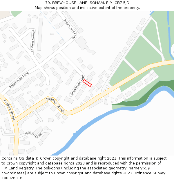 79, BREWHOUSE LANE, SOHAM, ELY, CB7 5JD: Location map and indicative extent of plot