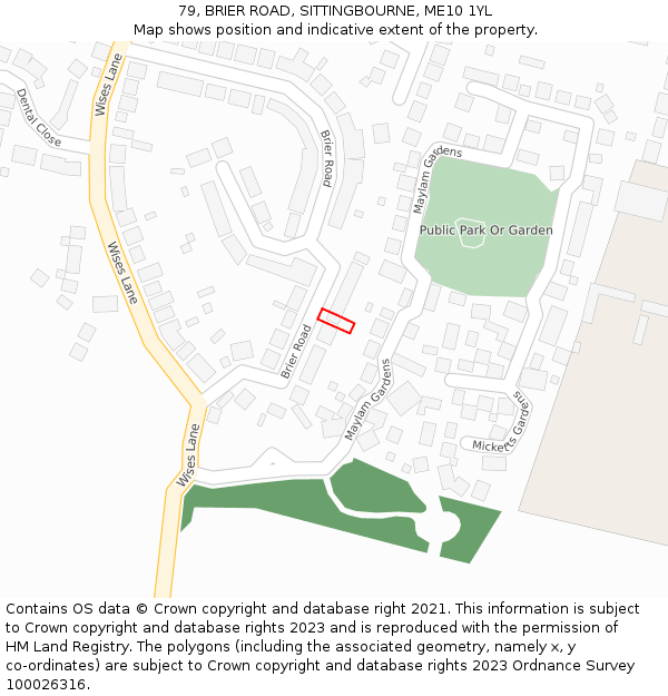 79, BRIER ROAD, SITTINGBOURNE, ME10 1YL: Location map and indicative extent of plot