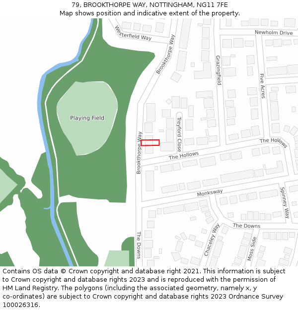 79, BROOKTHORPE WAY, NOTTINGHAM, NG11 7FE: Location map and indicative extent of plot