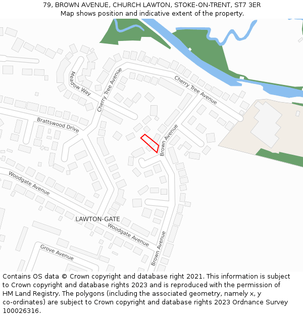 79, BROWN AVENUE, CHURCH LAWTON, STOKE-ON-TRENT, ST7 3ER: Location map and indicative extent of plot