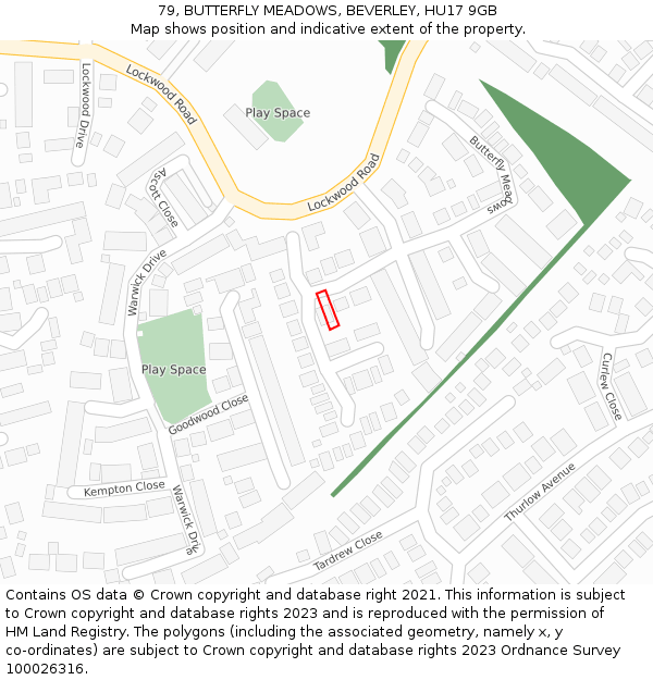 79, BUTTERFLY MEADOWS, BEVERLEY, HU17 9GB: Location map and indicative extent of plot