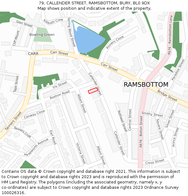 79, CALLENDER STREET, RAMSBOTTOM, BURY, BL0 9DX: Location map and indicative extent of plot