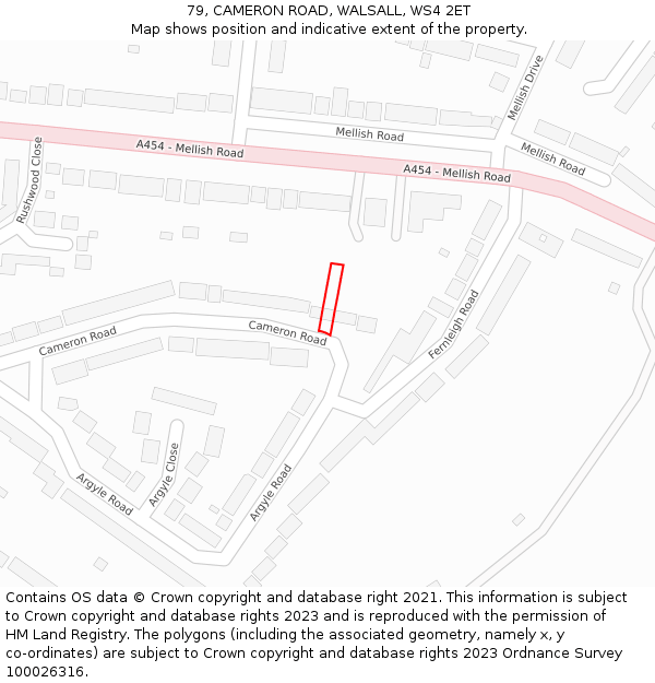 79, CAMERON ROAD, WALSALL, WS4 2ET: Location map and indicative extent of plot