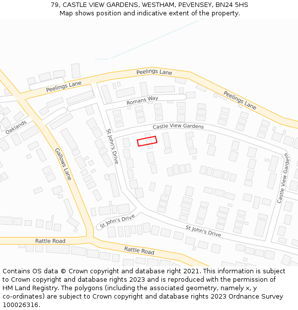 79, CASTLE VIEW GARDENS, WESTHAM, PEVENSEY, BN24 5HS: Location map and indicative extent of plot