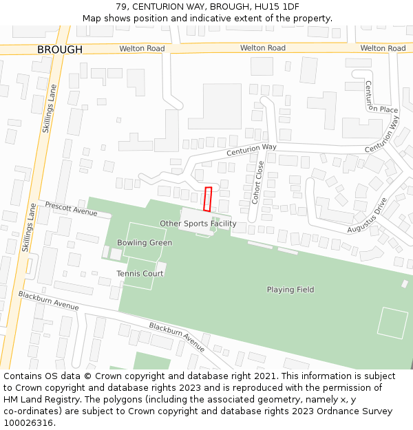 79, CENTURION WAY, BROUGH, HU15 1DF: Location map and indicative extent of plot
