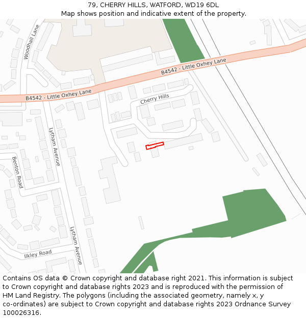 79, CHERRY HILLS, WATFORD, WD19 6DL: Location map and indicative extent of plot