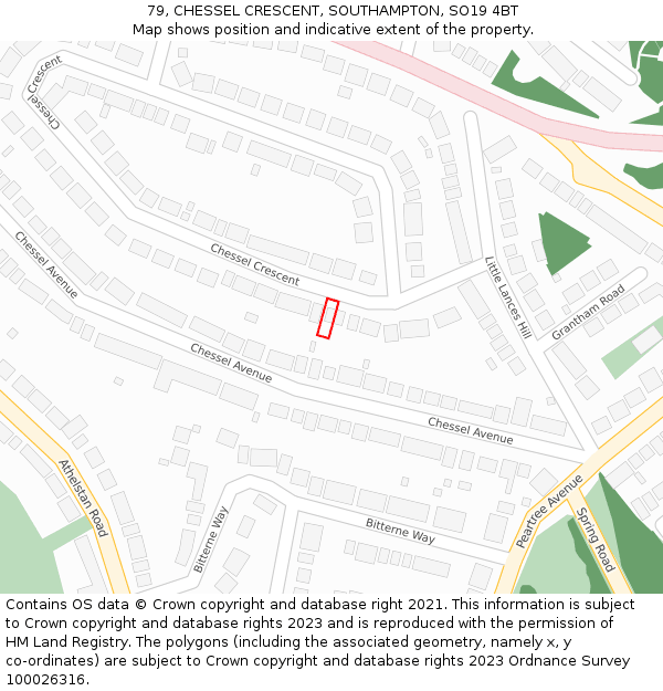 79, CHESSEL CRESCENT, SOUTHAMPTON, SO19 4BT: Location map and indicative extent of plot