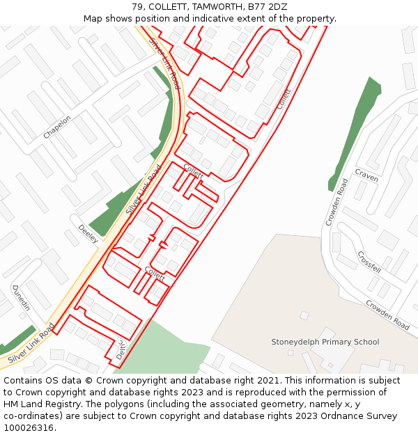 79, COLLETT, TAMWORTH, B77 2DZ: Location map and indicative extent of plot