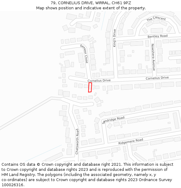 79, CORNELIUS DRIVE, WIRRAL, CH61 9PZ: Location map and indicative extent of plot