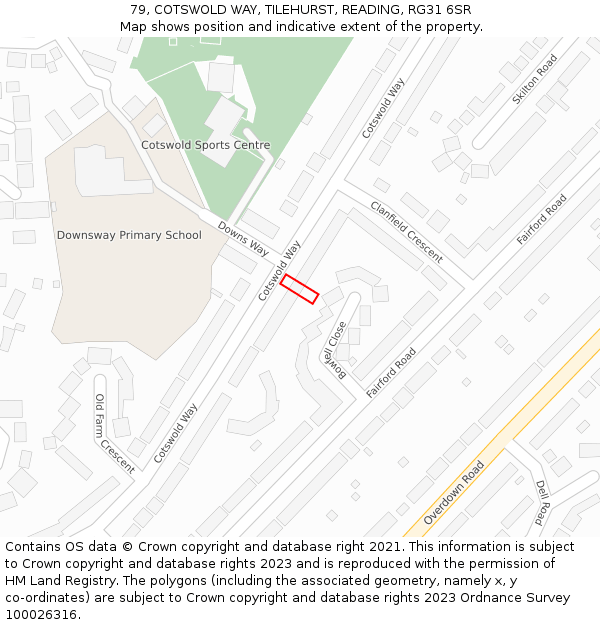 79, COTSWOLD WAY, TILEHURST, READING, RG31 6SR: Location map and indicative extent of plot