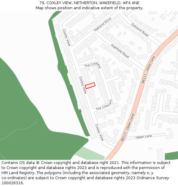 79, COXLEY VIEW, NETHERTON, WAKEFIELD, WF4 4NE: Location map and indicative extent of plot