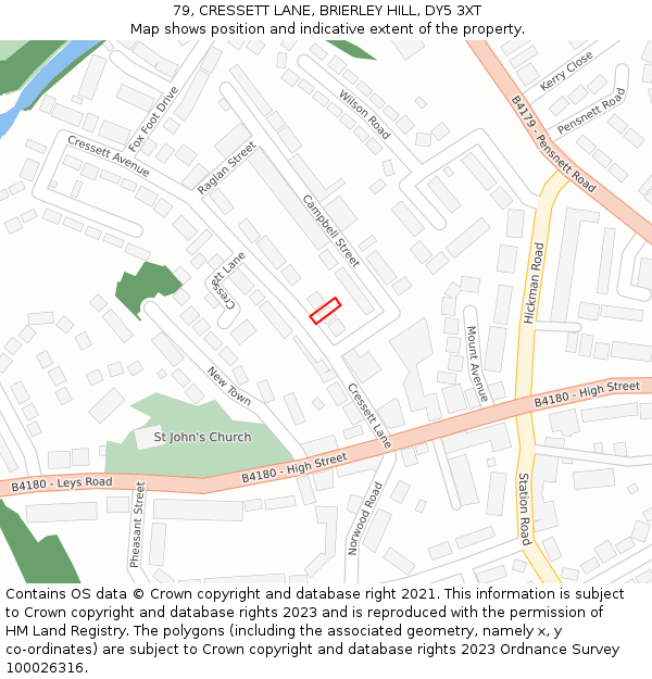 79, CRESSETT LANE, BRIERLEY HILL, DY5 3XT: Location map and indicative extent of plot