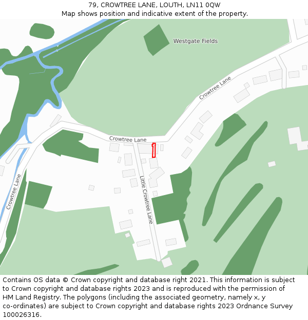 79, CROWTREE LANE, LOUTH, LN11 0QW: Location map and indicative extent of plot