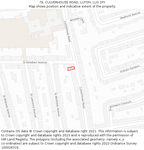 79, CULVERHOUSE ROAD, LUTON, LU3 1PY: Location map and indicative extent of plot