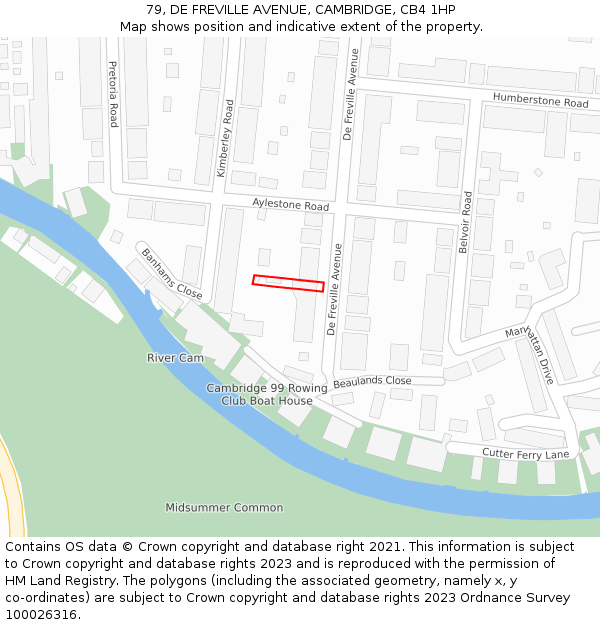 79, DE FREVILLE AVENUE, CAMBRIDGE, CB4 1HP: Location map and indicative extent of plot