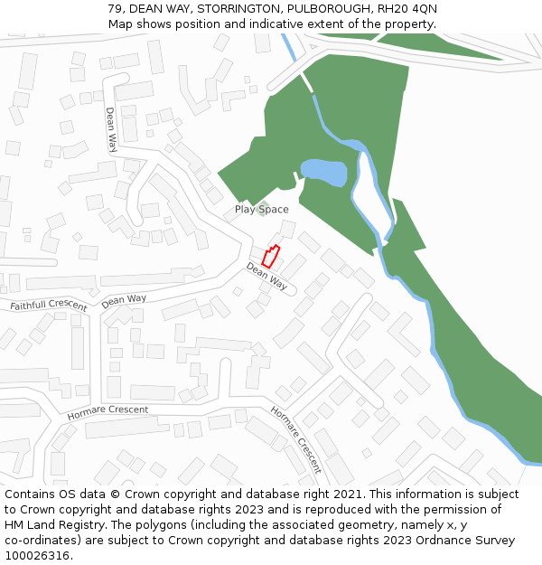 79, DEAN WAY, STORRINGTON, PULBOROUGH, RH20 4QN: Location map and indicative extent of plot