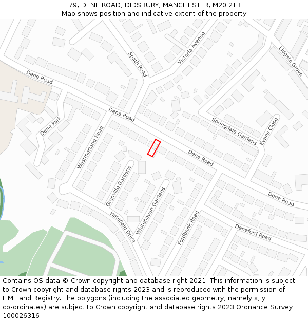 79, DENE ROAD, DIDSBURY, MANCHESTER, M20 2TB: Location map and indicative extent of plot