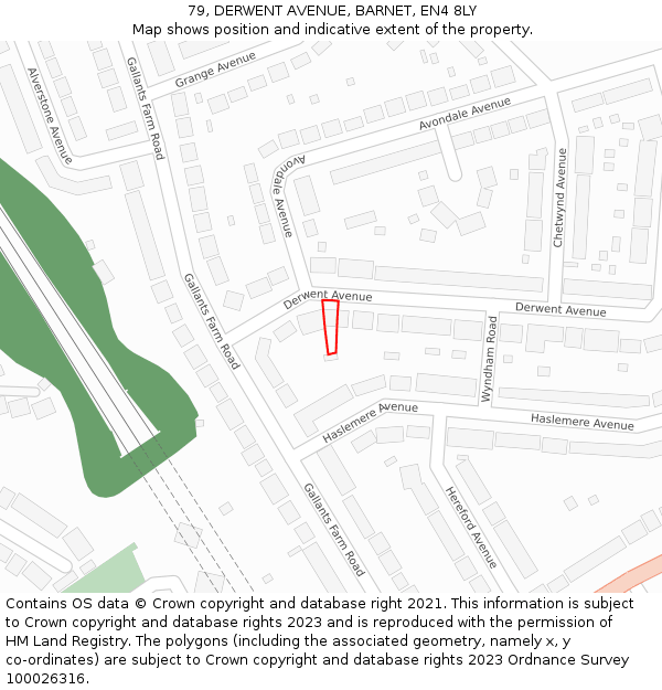 79, DERWENT AVENUE, BARNET, EN4 8LY: Location map and indicative extent of plot