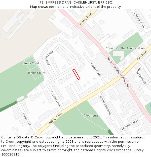 79, EMPRESS DRIVE, CHISLEHURST, BR7 5BQ: Location map and indicative extent of plot