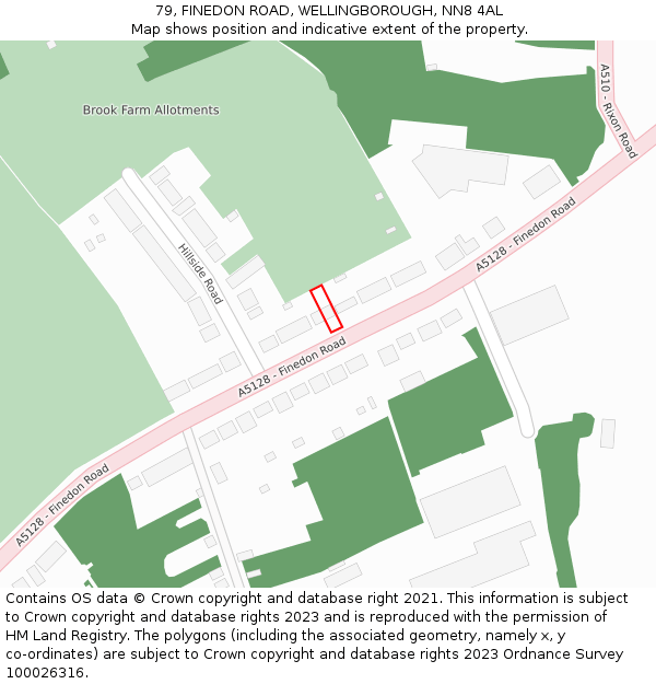 79, FINEDON ROAD, WELLINGBOROUGH, NN8 4AL: Location map and indicative extent of plot