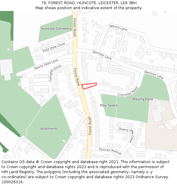 79, FOREST ROAD, HUNCOTE, LEICESTER, LE9 3BH: Location map and indicative extent of plot