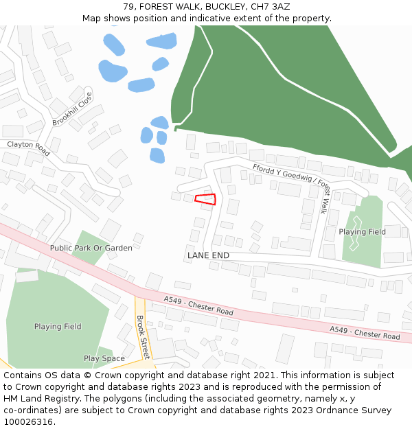 79, FOREST WALK, BUCKLEY, CH7 3AZ: Location map and indicative extent of plot