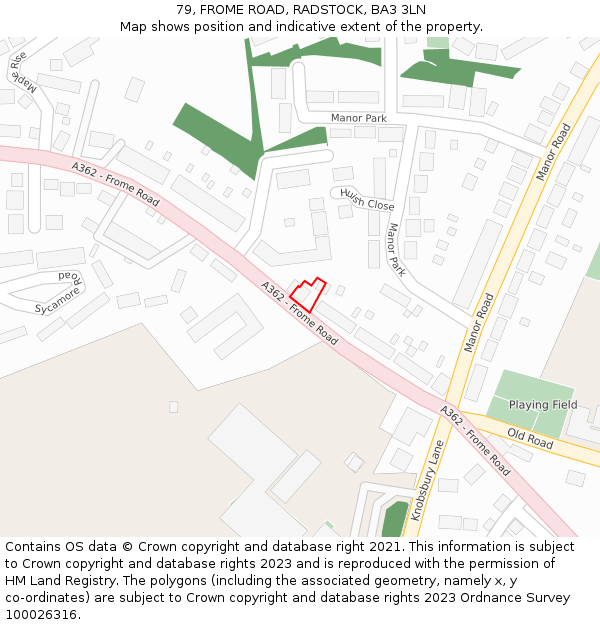 79, FROME ROAD, RADSTOCK, BA3 3LN: Location map and indicative extent of plot