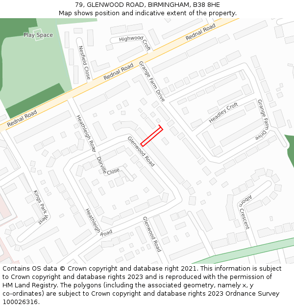 79, GLENWOOD ROAD, BIRMINGHAM, B38 8HE: Location map and indicative extent of plot