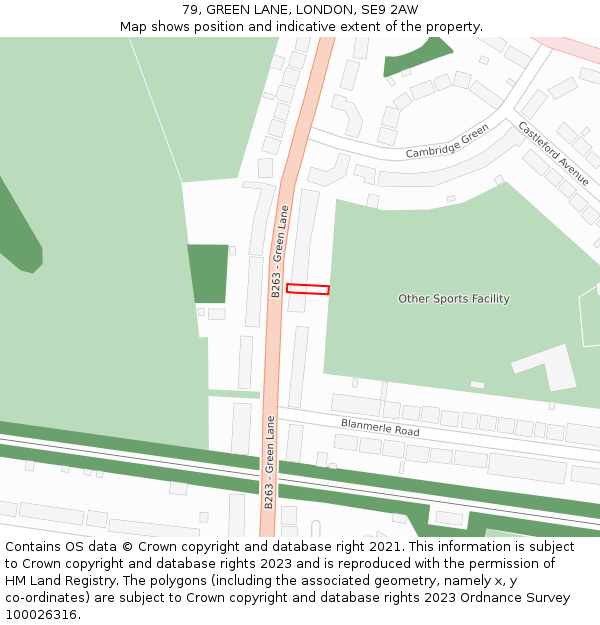 79, GREEN LANE, LONDON, SE9 2AW: Location map and indicative extent of plot