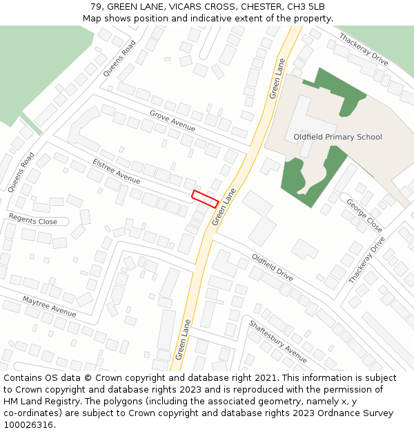 79, GREEN LANE, VICARS CROSS, CHESTER, CH3 5LB: Location map and indicative extent of plot