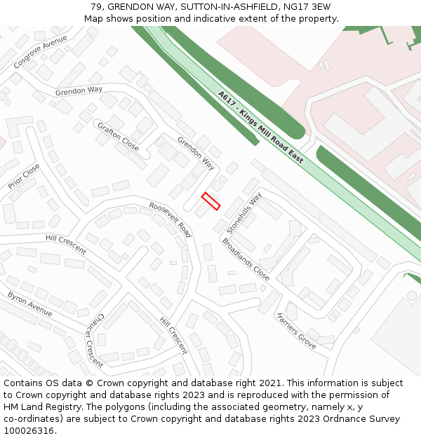 79, GRENDON WAY, SUTTON-IN-ASHFIELD, NG17 3EW: Location map and indicative extent of plot