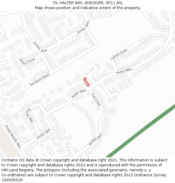 79, HALTER WAY, ANDOVER, SP11 6XL: Location map and indicative extent of plot