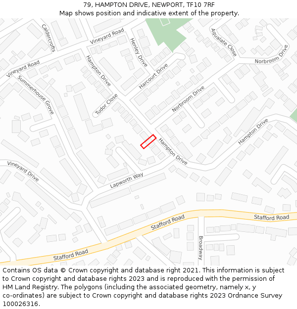 79, HAMPTON DRIVE, NEWPORT, TF10 7RF: Location map and indicative extent of plot