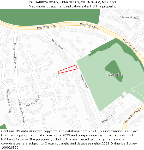 79, HARROW ROAD, HEMPSTEAD, GILLINGHAM, ME7 3QB: Location map and indicative extent of plot