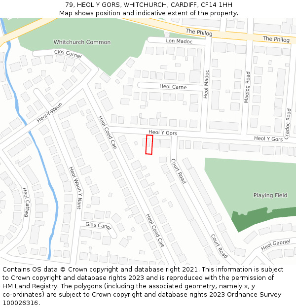 79, HEOL Y GORS, WHITCHURCH, CARDIFF, CF14 1HH: Location map and indicative extent of plot