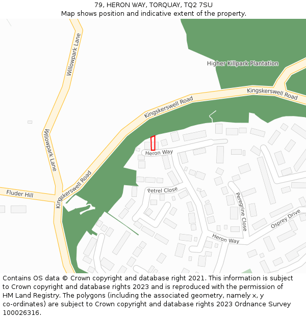 79, HERON WAY, TORQUAY, TQ2 7SU: Location map and indicative extent of plot